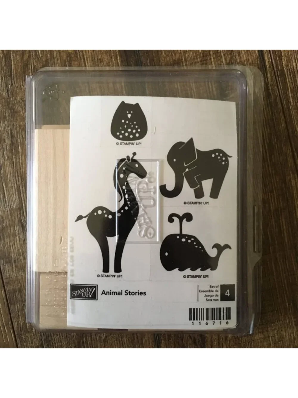 NEW Stampin' Up! Animal Stories 4 Rubber Stamp Set Elephant Owl Whale Giraffe